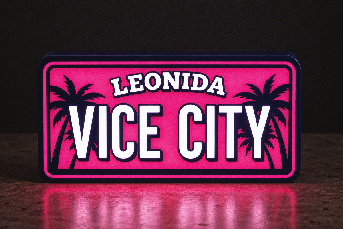 GTA VI Vice City LED Lightbox – Leonida Neon Pink Gaming Wall Sign