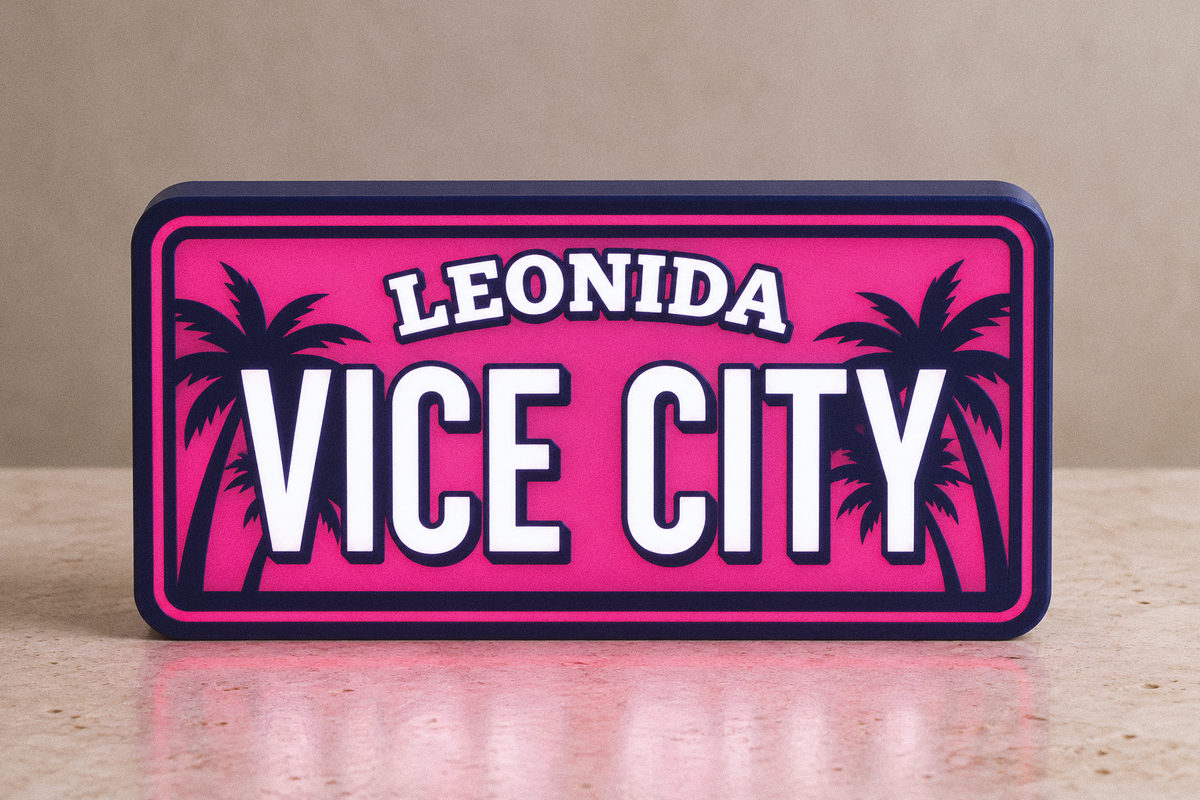 GTA VI Vice City LED Lightbox – Leonida Neon Pink Gaming Wall Sign
