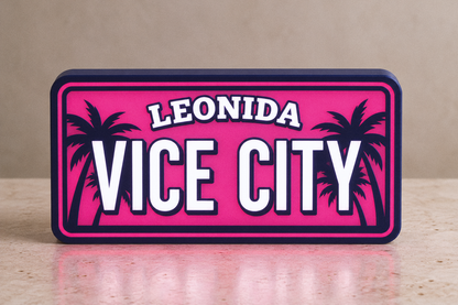 GTA VI Vice City LED Lightbox – Leonida Neon Pink Gaming Wall Sign