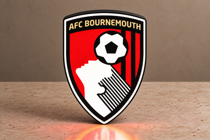 AFC Bournemouth red and black football crest LED lightbox front view