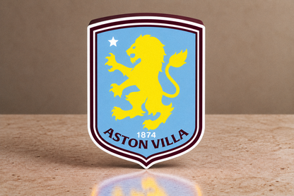 Front view of Aston Villa lion crest LED lightbox