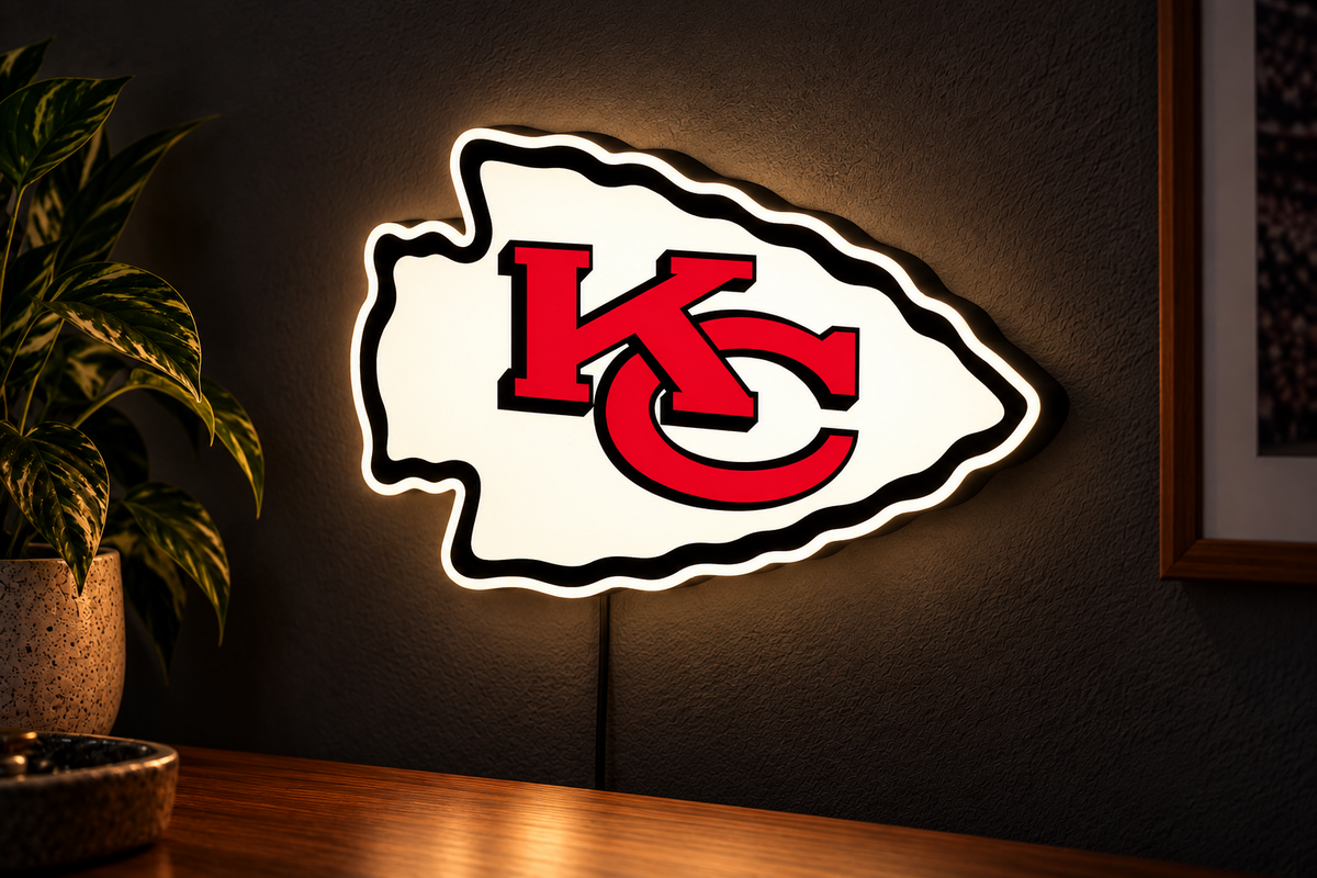 Kansas City Chiefs illuminated arrowhead KC LED lightbox wall mounted