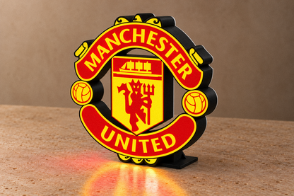 Manchester United LED lightbox side view with display stand