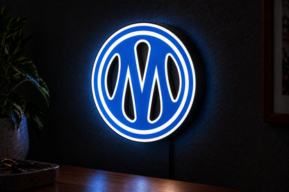 Olympique de Marseille LED lightbox glowing on wall