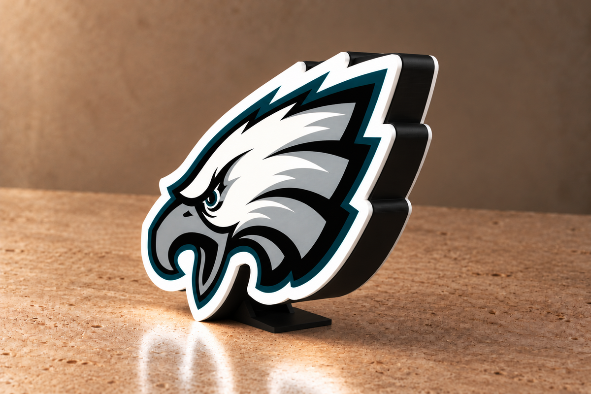 Philadelphia Eagles LED lightbox thickness and matte black housing
