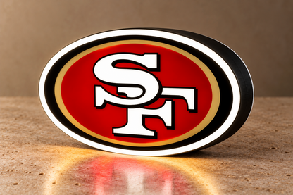 San Francisco 49ers NFL lightbox lateral angle with black dimensional housing