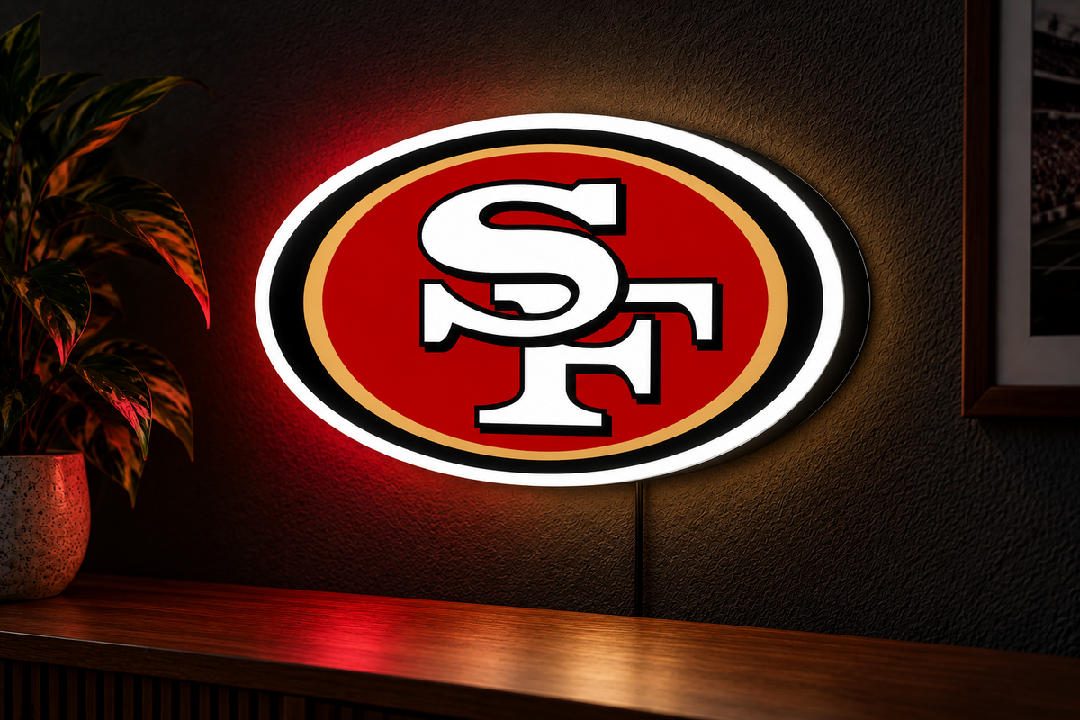 San Francisco 49ers illuminated LED sign mounted on wall