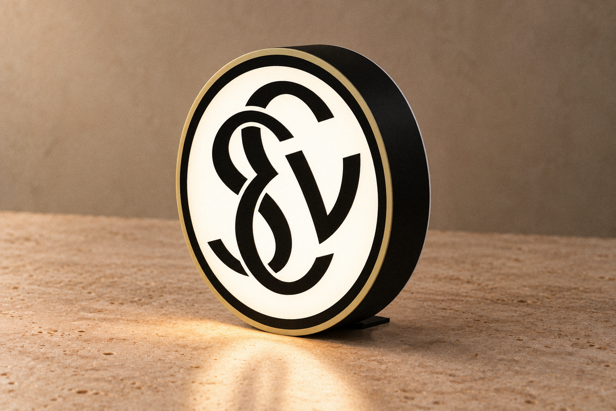 SV Elversberg LED lightbox angled side view showing thickness